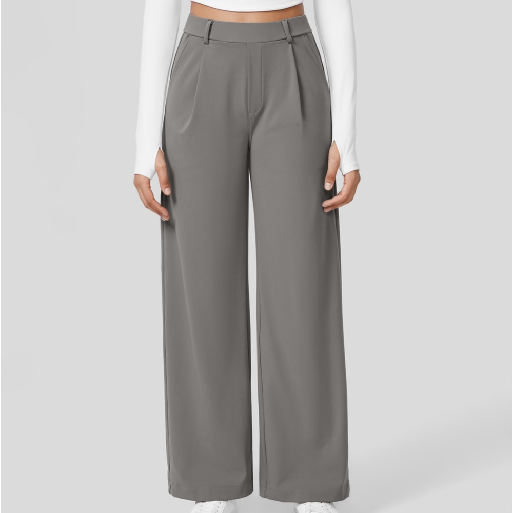 NIP HALARA High Waisted Plicated Side Pocket Straight Leg Work Pants Small Petit